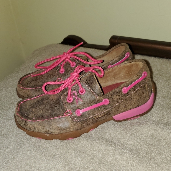 Twisted X Bomber Pink Driving Moc Shoes Sz 1 - Picture 1 of 6